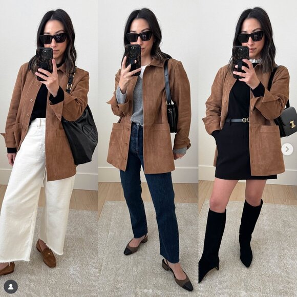 Sezane Will Jacket In Camel Suede Leather NWT - Picture 4 of 7